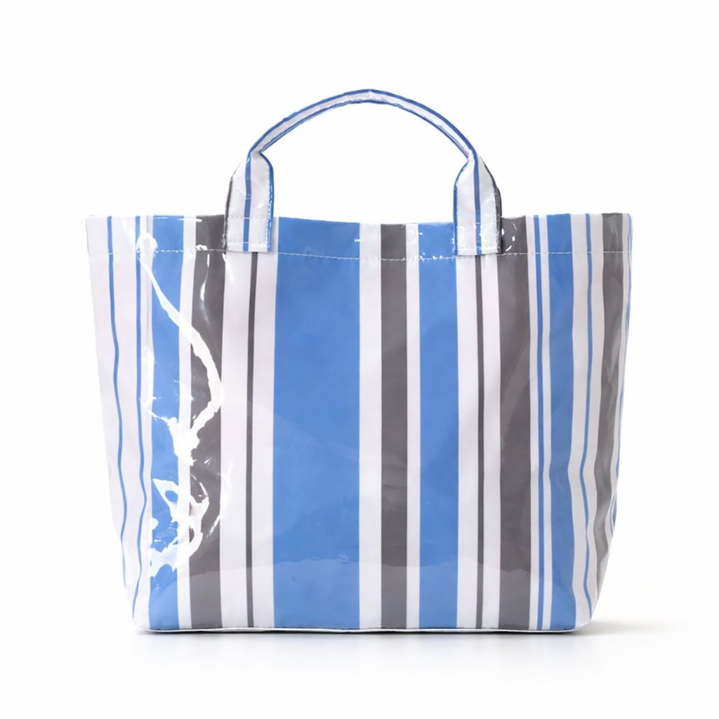 vertical multi-color striped PVC tote bag bulk order
