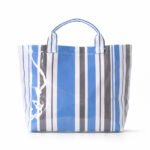 vertical multi-color striped PVC tote bag bulk order