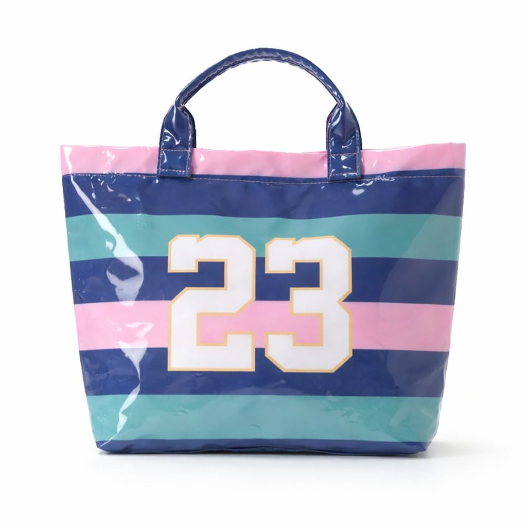 wedding guest favor small striped PVC tote bag bulk for event planners