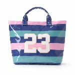 wedding guest favor small striped PVC tote bag bulk for event planners