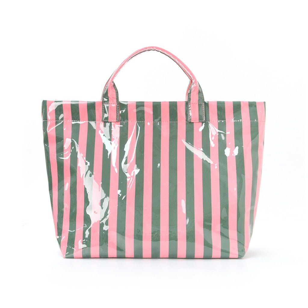 private label color block striped PVC tote bag bulk order