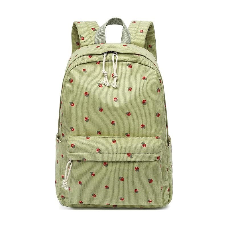 green Strawberry Corduroy Backpack