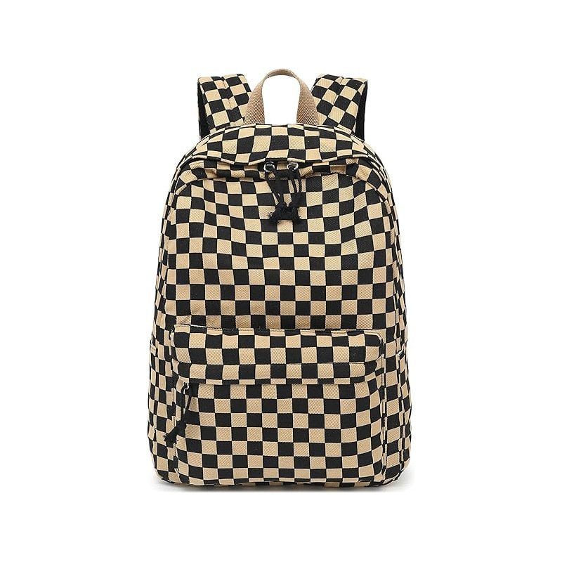 Chessboard black coffee Corduroy Backpack