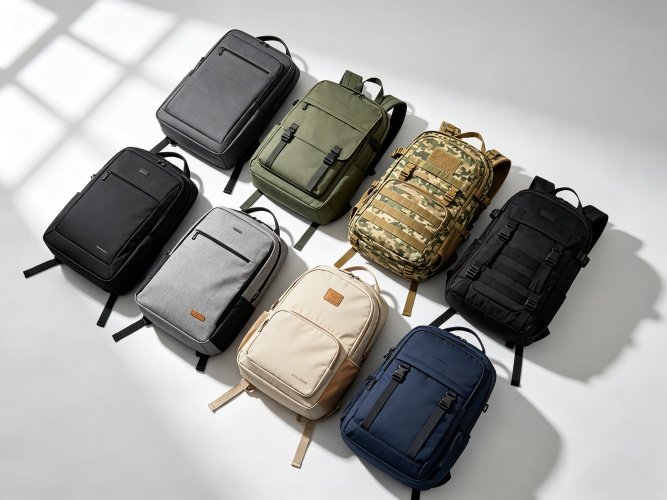 20L business laptop backpack carried by office worker on urban city street, daily commuter EDC backpack
