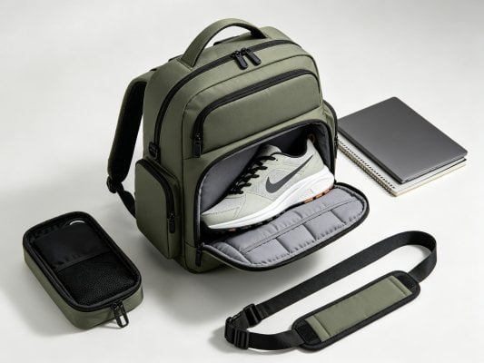 Multi-functional convertible backpack switching between office, gym and travel daily carry use, multi-scene versatile design