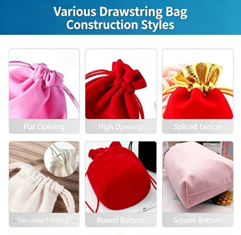 small flat custom drawstring pouch bags bulk for small parts storage