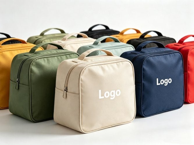 Bulk custom printed promotional insulated lunch cooler bags for trade show mass giveaways and marketing campaigns