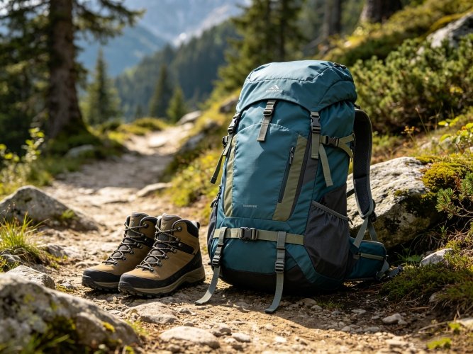 35-65L ripstop nylon hiking backpack with internal frame, waist support belt and storage rain cover for outdoor camping