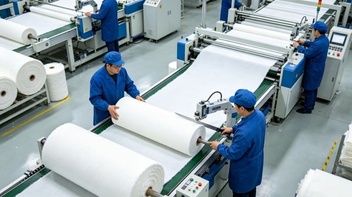 Nylon backpack fabric rolls in factory warehouse for OEM production