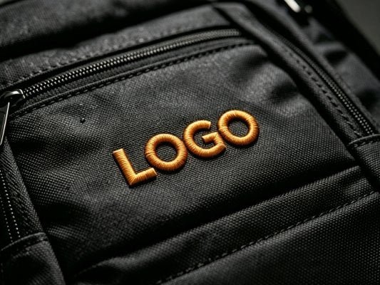 Premium embroidered logo on business backpack