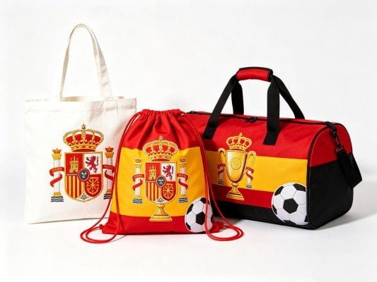 Three hot-selling custom World Cup fan bags: tote bag, drawstring bag, duffel bag with sublimation, 3D embroidery and heat transfer printing craft