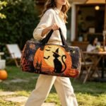 Large capacity quilted Halloween duffle bag for women overnight travel