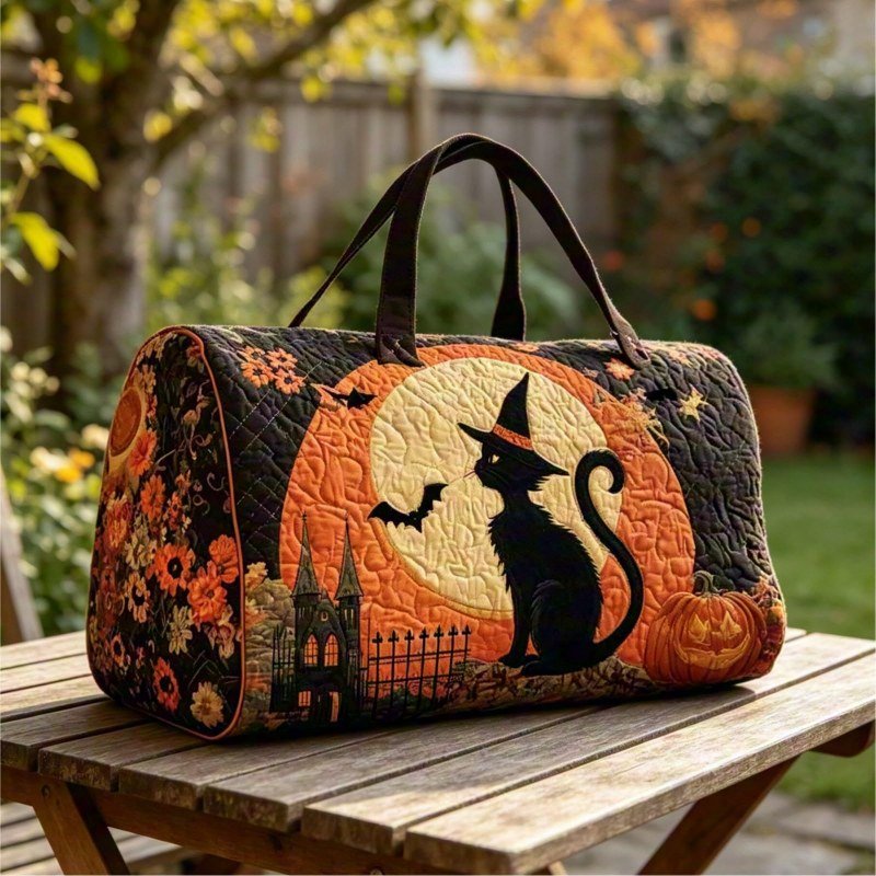 Polyester quilted women Halloween duffle bag with shoe compartment