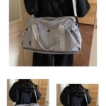 Large capacity plaid print multi‑functional travel bag with multiple pockets
