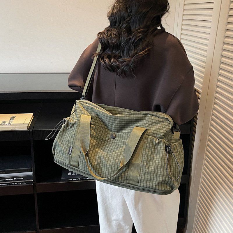 ODM plaid pattern multi‑purpose travel bag custom logo