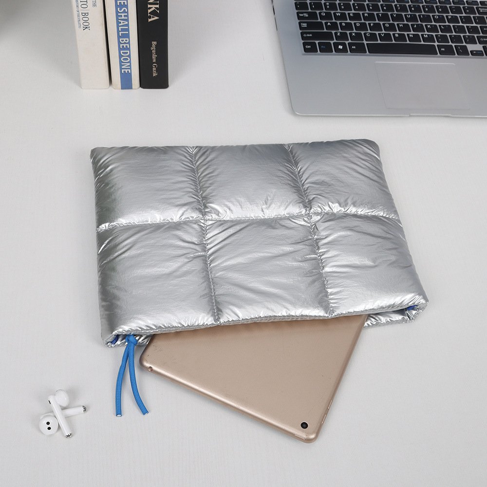 Promotional puffy laptop sleeve with printed logo