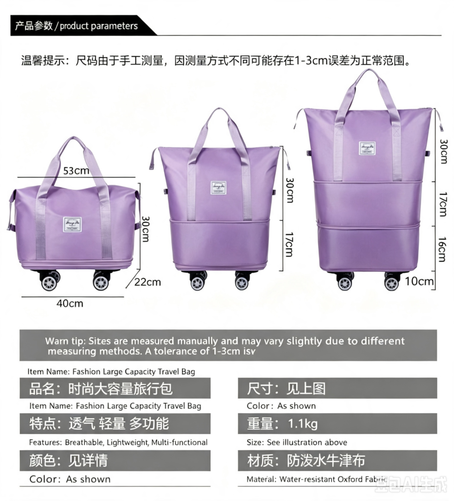 custom printed wheeled rolling duffel bag