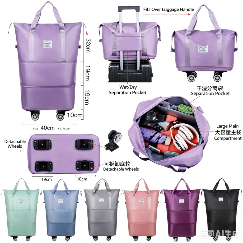 custom size rolling duffle bag with wheels