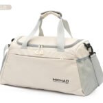 white lightweight foldable sports gym bag with detachable wide shoulder belt