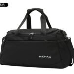 black large capacity sports duffle bag with reinforced shoulder belt multi pockets