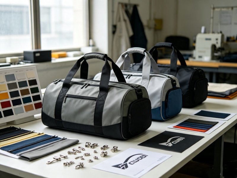 B2B OEM ODM custom branded gym bags, fabric selection and logo printing for global wholesale orders