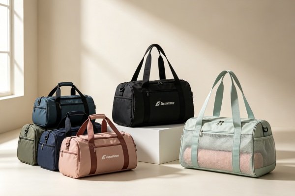Custom gym bags for different global markets, polyester for team gifts, nylon for premium retail, mesh for tropical summer fitness use