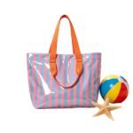 wholesale PVC striped beach tote bag custom logo