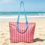 factory supply striped PVC beach tote bag for resale