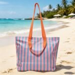 waterproof PVC striped beach tote bag large capacity